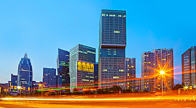 城市道路,建筑,夜景