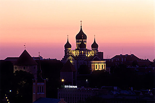 日出,大教堂,城堡区,老城,塔林,爱沙尼亚