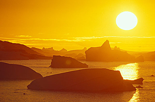 南极半岛,海峡,冰山,创作,太阳
