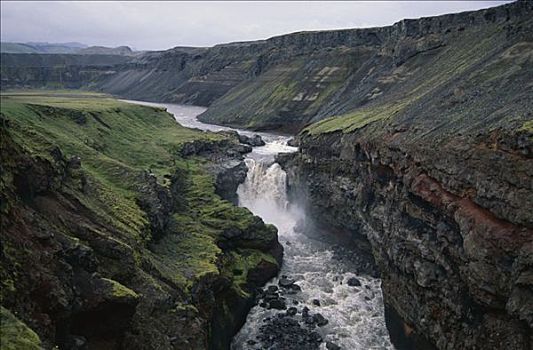 峡谷,小路,南方,高地,冰岛,欧洲