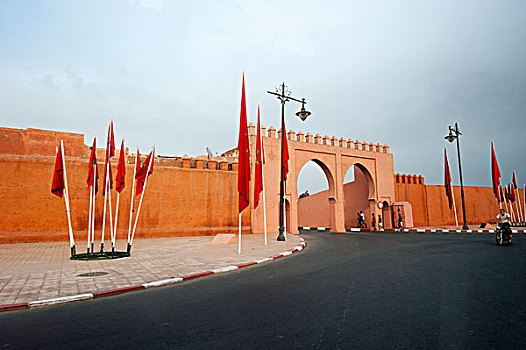 城市,墙壁,入口,大门,马拉喀什,摩洛哥,北非,非洲