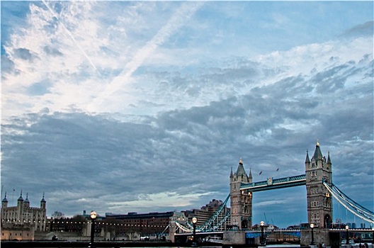 塔桥,云,伦敦,英国