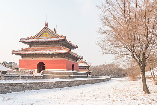 冬季雪后的沈阳清昭陵