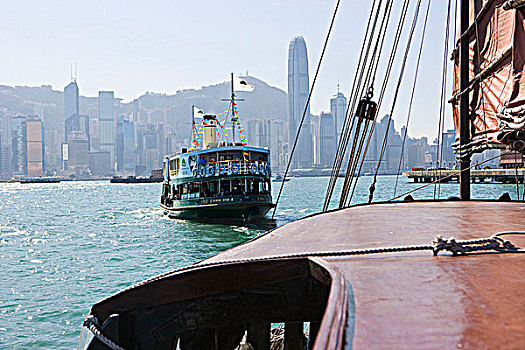 中国帆船,星,渡轮,维多利亚港
