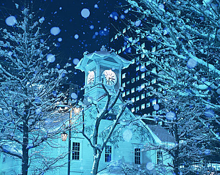 冬天,雪,札幌,钟楼