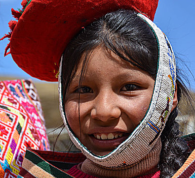 地方特色,女孩,传统服装,头像,库斯科,秘鲁,南美
