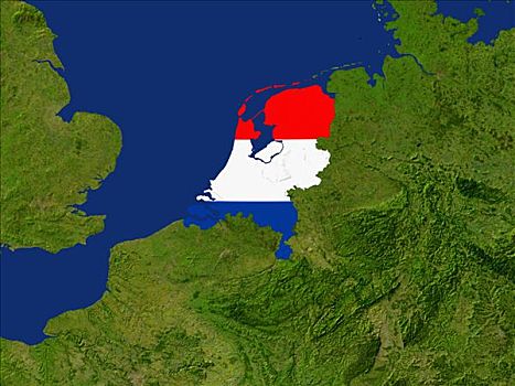 卫星图,荷兰,旗帜,遮盖