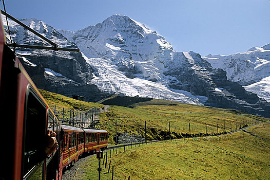 瑞士,伯恩高地,列车,山
