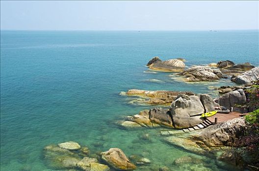 岩石海岸,珊瑚,小湾,苏梅岛,泰国