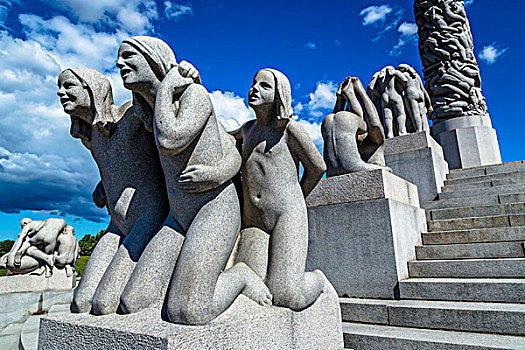 雕塑,独块巨石,古斯塔夫-维格朗,安装,福洛格纳公园,奥斯陆,挪威