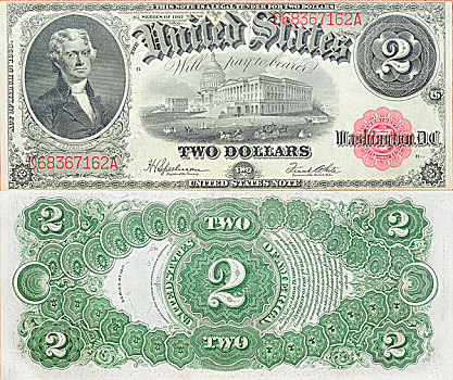 历史,货币,两个,美元,美国