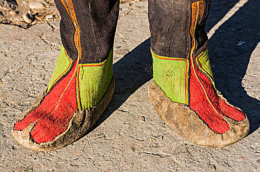 脚,僧侣,传统服装,不丹