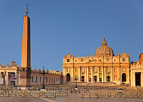 方尖塔,广场,圣彼得大教堂,梵蒂冈,罗马,拉齐奥,意大利,欧洲