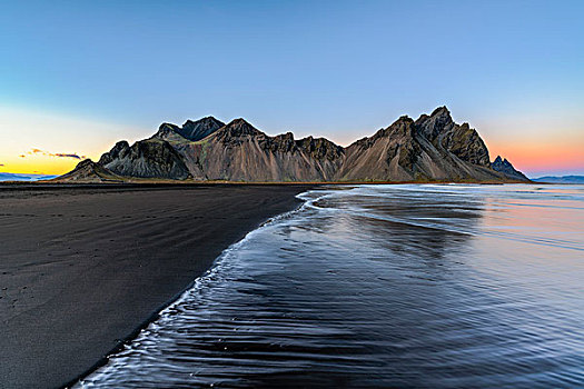 东方,冰岛,山,风景,湾