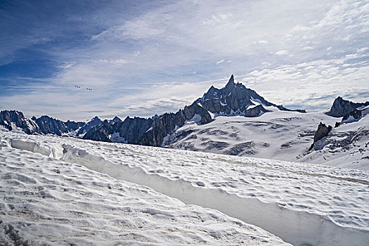 缝隙,冰河,冰冻,勃朗峰,法国