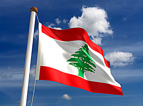 黎巴嫩,旗帜,裁剪,小路