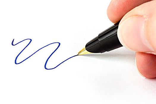 握着,钢笔,蓝色,签字笔