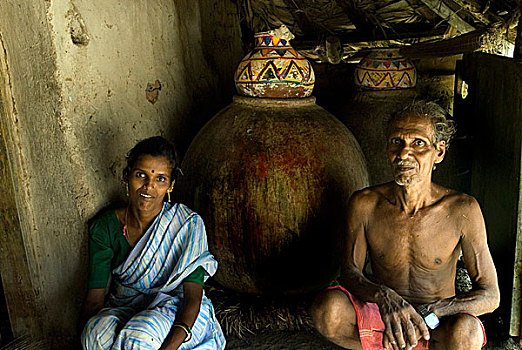 老人,女人,家,地区,泰米尔纳德邦,印度南部,十一月,2006年