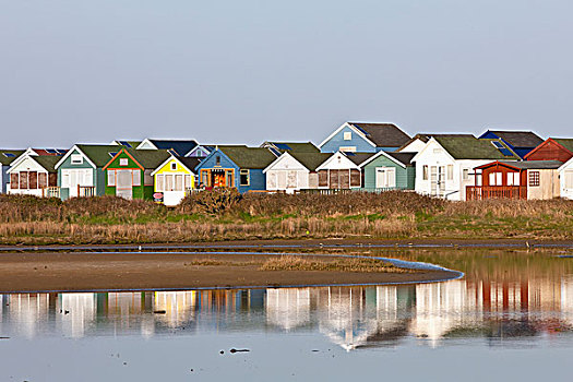 海滩小屋,港口,多西特,英格兰,英国