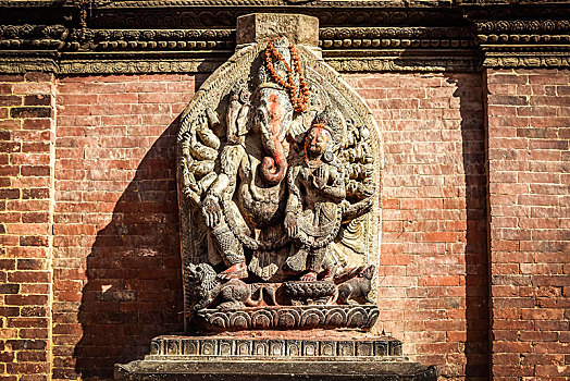 印度教,神,象头神迦尼萨,庙宇,杜巴广场,帕坦,加德满都山谷,喜马拉雅山,区域,尼泊尔,亚洲