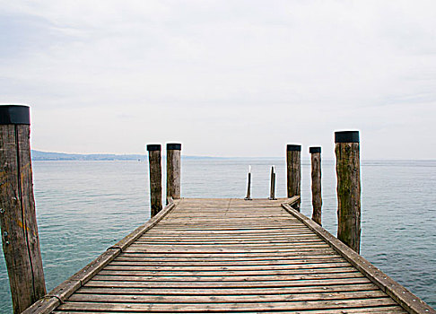 木质露台,俯瞰,加尔达湖,威尼托