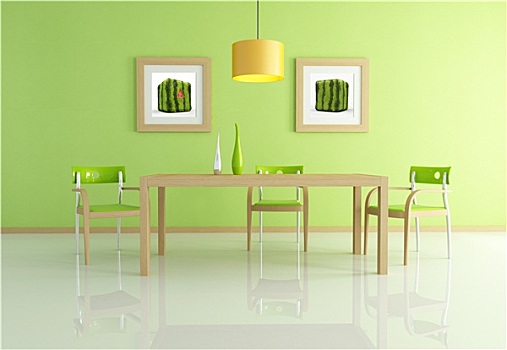 现代,绿色,餐厅