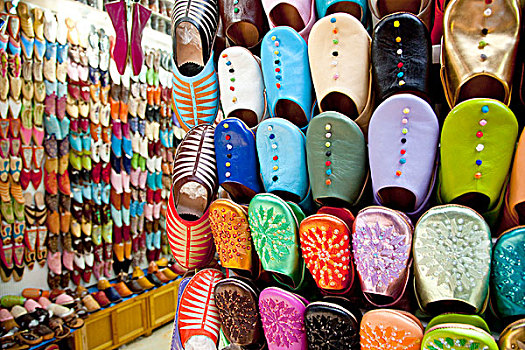 传统,摩洛哥,皮革,拖鞋,市场,麦地那,历史,地区,玛拉喀什,非洲