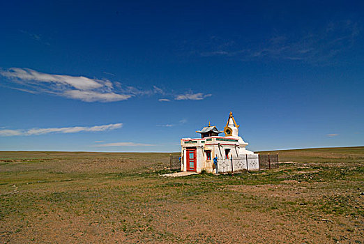 佛教,佛塔,石头,小,寺院,戈壁,省,蒙古,亚洲