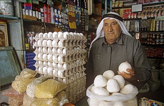 摊贩,销售,干燥,咸味,羊奶,酸奶,约旦