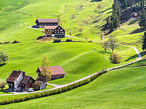 山地风景,农舍,中心,瑞士
