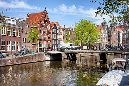 阿姆斯特丹,运河,桥,房子