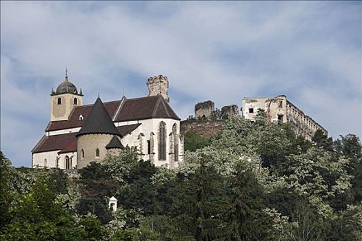 城堡,遗址,山谷,下奥地利州,奥地利,欧洲
