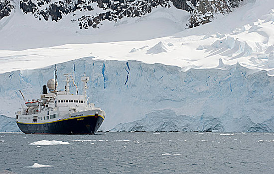 游船,靠近,冰河,南极