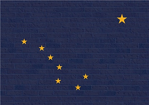 阿拉斯加,旗帜,砖墙
