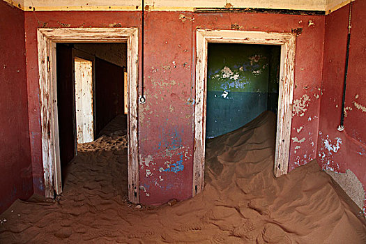 沙子,入口,室内,房子,科尔芒斯科普,鬼城,靠近,纳米比亚,非洲