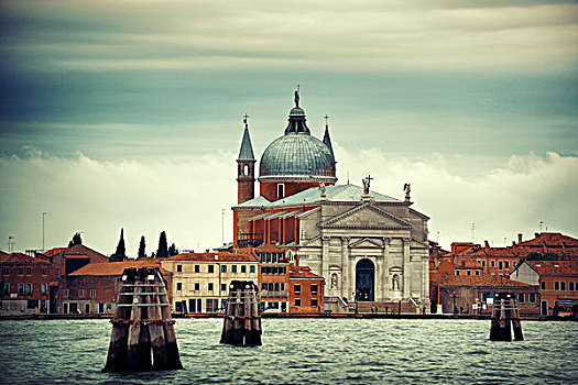 教堂,上方,海洋,圆顶,威尼斯,意大利