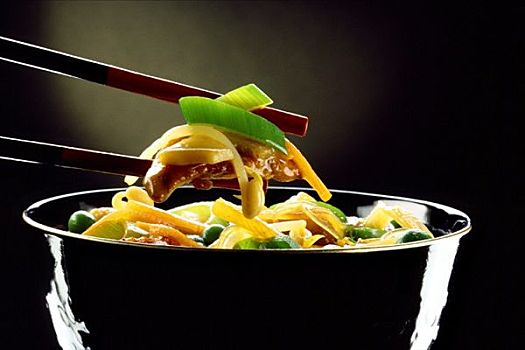 筷子,蔬菜,火鸡,上方,碗
