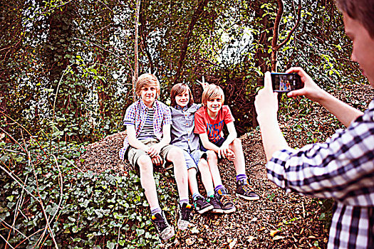 男孩,摄影,朋友,电话,树林