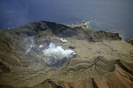 火山,白色,岛屿,靠近,岸边,北岛,新西兰