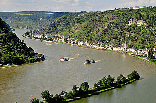 桨轮船,莱茵河,河,莱茵兰普法尔茨州,德国,欧洲