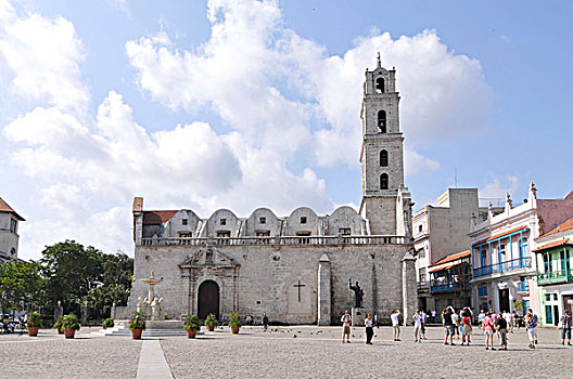 大教堂,广场,老城,哈瓦那,古巴,加勒比,中美洲