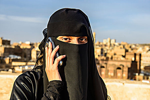 美女,手机,老城,也门,亚洲
