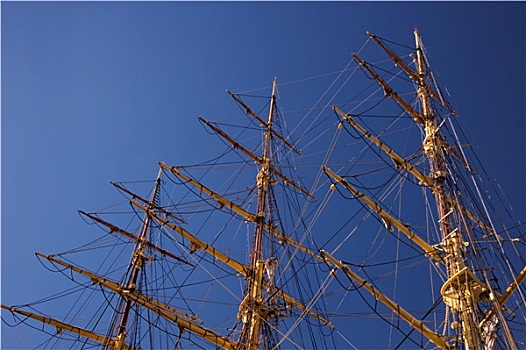 桅杆,老,木质,帆船