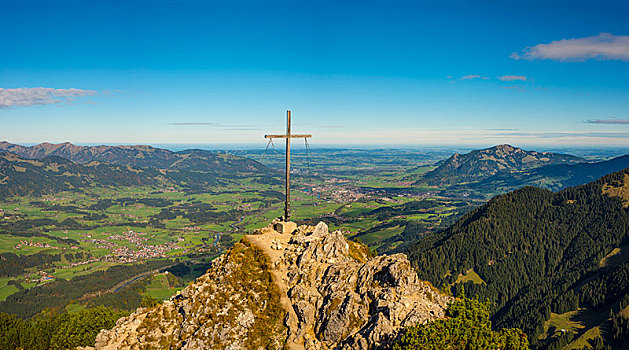 全景,顶峰,穿过,风景,山谷,巴伐利亚,德国,欧洲