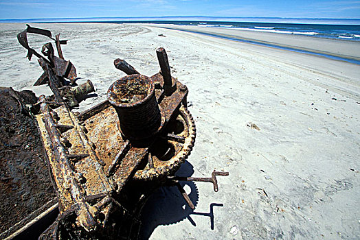 纳米比亚,骷髅海岸,生锈,残留,失事船舶,掩埋,海滩