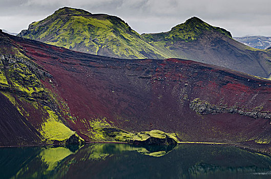 火山口,火山,特写,兰德玛纳,高地,冰岛,欧洲
