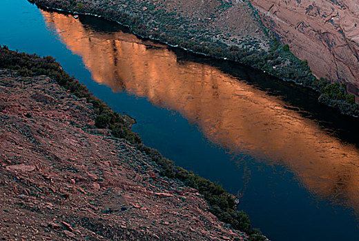 反射,石头,水中,科罗拉多河,美国