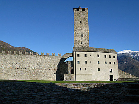 三个,著名,城堡,贝林佐纳,世界遗产,提契诺河,瑞士,欧洲