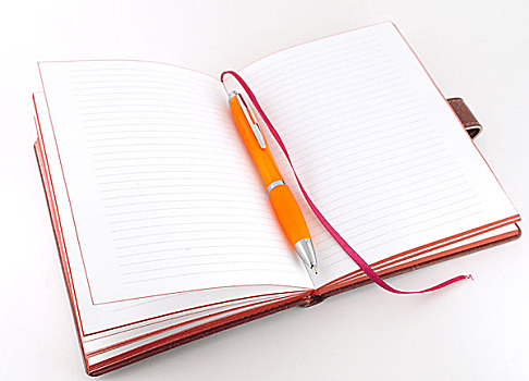 笔记本,橙色,笔