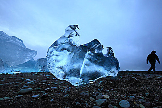冰岛,大块,冰,岸边